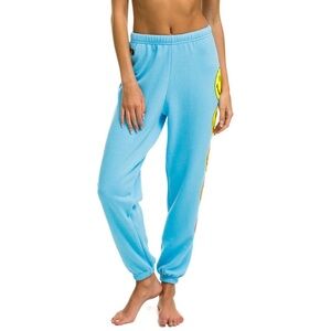 Aviator nation light blue smiley face sweatpants. Size M